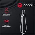 Agger Fresh A0494000 Душевая система без смесителя с двумя квадратными лейками. В комплекте: ручной душ 100 мм, регулируемый по высоте и наклону держатель, верхний душ 215х215 мм с регулировкой угла наклона, мыльница, шланг в металлической оплётке 1500 мм A0494000