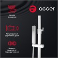 Agger Great A2893300 Душевая система для ванны/душа: поворотный излив, телескопическая штанга, квадратный верхний душ 250х250 мм с регулировкой угла наклона и силиконовыми наконечниками, ручной душ, регулируемый по высоте и наклону держатель, шланг 150 см A2893300