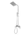 Agger Great A2893300 Душевая система для ванны/душа: поворотный излив, телескопическая штанга, квадратный верхний душ 250х250 мм с регулировкой угла наклона и силиконовыми наконечниками, ручной душ, регулируемый по высоте и наклону держатель, шланг 150 см A2893300