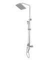 Agger Merry A1394400 Душевая система со смесителем: поворотный излив, ручной душ с регулируемым по высоте держателем, верхний душ 215х215 мм с регулировкой угла наклона и силиконовыми наконечниками, телескопическая штанга. A1394400