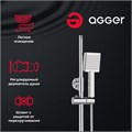 Agger Merry A1394400 Душевая система со смесителем: поворотный излив, ручной душ с регулируемым по высоте держателем, верхний душ 215х215 мм с регулировкой угла наклона и силиконовыми наконечниками, телескопическая штанга. A1394400