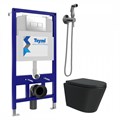 Комплект Teymi 6 в 1: Инсталляция Aina 52 + клавиша смыва Helmi хром + унитаз Solli черный матовый + гигиенический душ Lina хром F08924 1217301