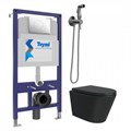 Комплект Teymi 6 в 1: Инсталляция Aina 52 + клавиша смыва Ellie хром + унитаз Solli черный матовый + гигиенический душ Lina хром F08928 1217305