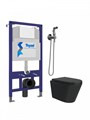 Комплект Teymi 6 в 1: Инсталляция Aina 52 + клавиша смыва Kati белая + унитаз Solli черный матовый + гигиенический душ Lina хром F08932 1217309