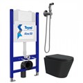 Комплект Teymi 6 в 1: Инсталляция Aina 50 + клавиша смыва Kati белая + унитаз Solli черный матовый + гигиенический душ Lina хром F08947 1217324