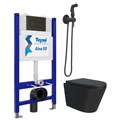 Комплект Teymi 6 в 1: Инсталляция Aina 50 + клавиша смыва Kati черная + унитаз Solli черный матовый + гигиенический душ Lina черный матовый F08952 1217329