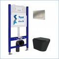 Инсталляция с унитазом комплект 5 в 1 Teymi унитаз подвесной безободковый черный Solli Black кнопка нержавеющая сталь F13531 1222057