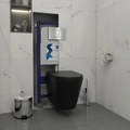 Инсталляция с унитазом комплект 5 в 1 Teymi унитаз подвесной безободковый черный Solli Black кнопка нержавеющая сталь F13531 1222057
