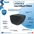 Унитаз подвесной безободковый с быстросъемным сиденьем микролифт Teymi Lina S Black черный матовый T40111 1209570