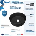Раковина для ванной круглая накладная Teymi Lina D31 цвет черный матовый T50286 1223521