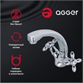Agger Retro A1901100 Двухзахватный смеситель для раковины без донного клапана с поворотным изливом A1901100
