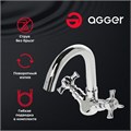 Agger Retro-X A1701100 Двухзахватный смеситель для раковины без донного клапана с поворотным С-образным изливом A1701100