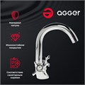 Agger Retro-X A1701100 Двухзахватный смеситель для раковины без донного клапана с поворотным С-образным изливом A1701100