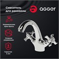 Agger Retro-X A1702100 Двухзахватный смеситель для раковины без донного клапана с литым изливом A1702100