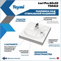 Раковина над стиральной машиной Teymi Lori Pro 60х55, литьевой мрамор T50413 1204494