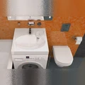 Раковина над стиральной машиной Teymi Lori Pro 60х55, литьевой мрамор T50413 1204494