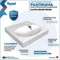 Раковина над стиральной машиной Teymi Lori Pro 60х60, литьевой мрамор T50412 1204493
