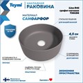 Раковина для ванной круглая накладная Teymi Lina D41 цвет графит матовый T50196 1209629