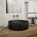 Раковина для ванной круглая накладная Teymi Lina D41 цвет черный мрамор T50199 1209632