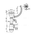 Alcaplast  Сифон для мойки с нержавеющей peшeткой O115, гофропереливом с подводкой  A447P-DN50/40 A447P-DN50/40