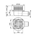 APV26 Сливной трап 105 105/50, подводка – боковая, решетка – нержавеющая сталь, гидрозатвор – мокрый APV26